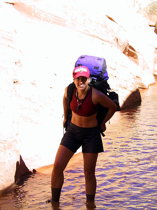 Canyoneering 2002: 76: Sara Coming through the Narrows