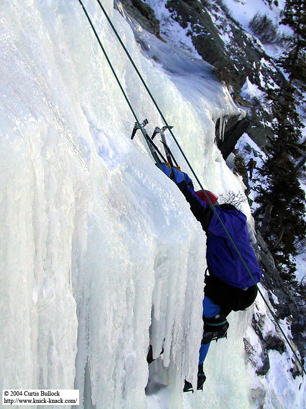Lincoln Falls 2002: Greg Climbing Ice 05