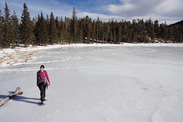 Snowshoe Lost Lake 2005: Jane on Frozen Lost Lake