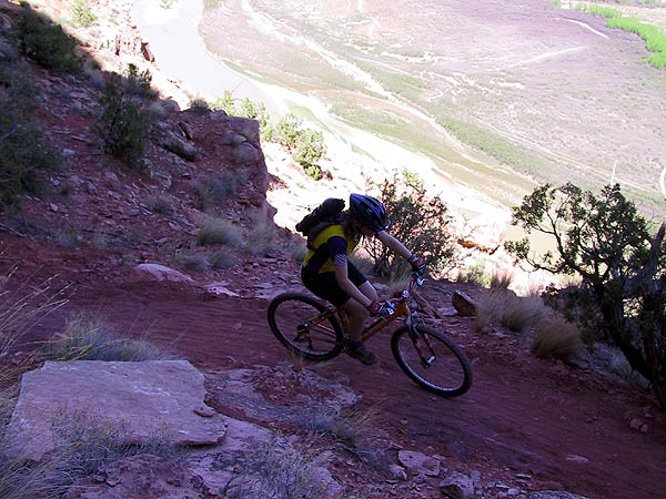 Moab April 2002: Poison Spider Carla on the Portal