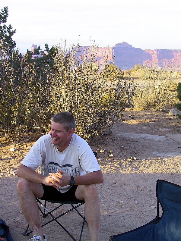 White Rim 2001: Day 2: Rick and 50 Chevy Rock