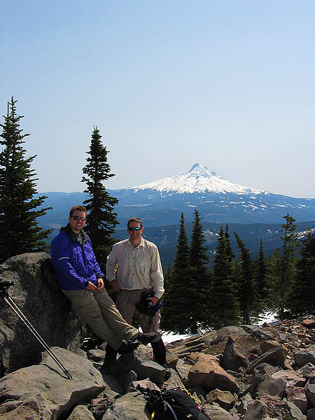 Mt Defiance 2004: Curtis, Jay, and Mt. Hood