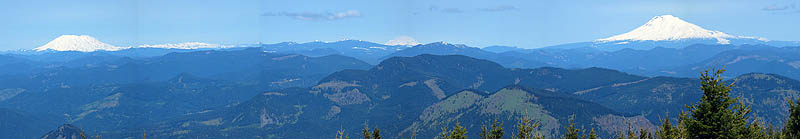 Mt Defiance 2004: Helens, Rainier, Adams Panoramic 2