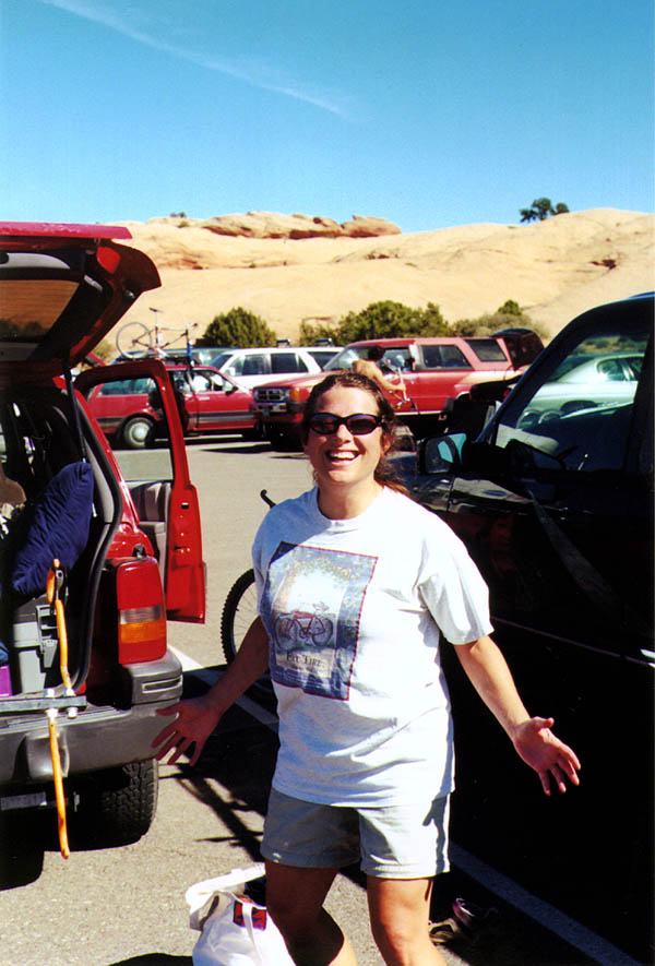Moab 2000: Trish in the Parking Lot