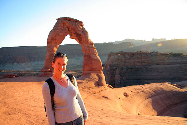 Moab 2005: Arches: Jane at Delicate Arch