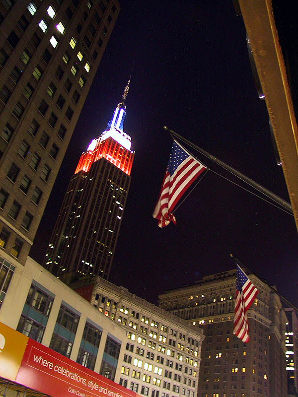NYC 2002: Empire State Building with Flags